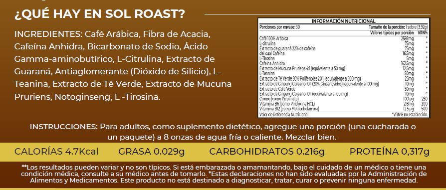 nutricionales soll roast