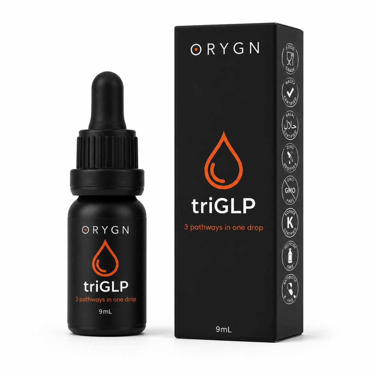 triGLP Orygn en gotas: fórmula líquida con péptidos de salmón, limón y jengibre